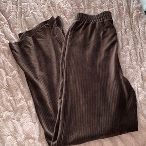 Brown velvet sweats/ Size L: LONG